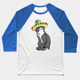 Cat Mexican hat Baseball T-Shirt